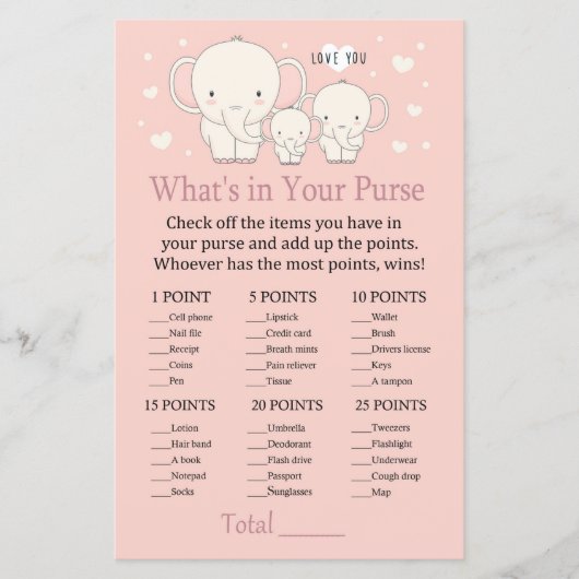 Papier Baby Elephant Ce qui est dans votre jeu de sacs à (Devant)