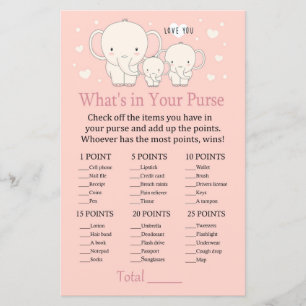 Papier Baby Elephant Ce qui est dans votre jeu de sacs à