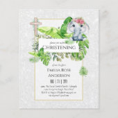 Papier Baby Elephant CHRISTENING Invitation pour les fill (Devant)