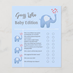 Papier Baby Elephant souffler Coeurs Douche Devinez Qui