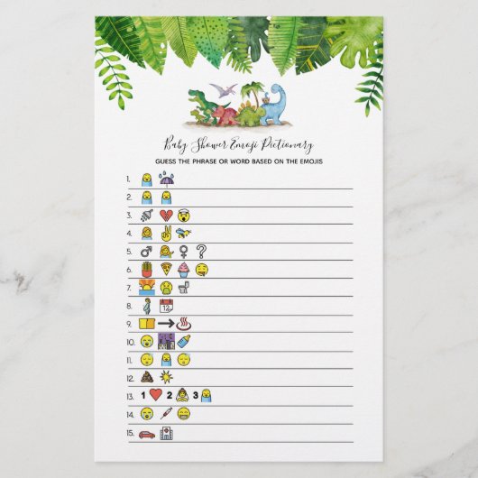 Papier Baby Emoji Dinosaur Baby shower Jeu (Devant)