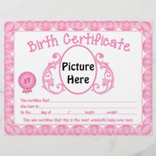 Papier Baby girl ajouter image certificat de naissance