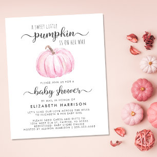 Papier Baby Girl Douche par courrier Citrouille rose Invi
