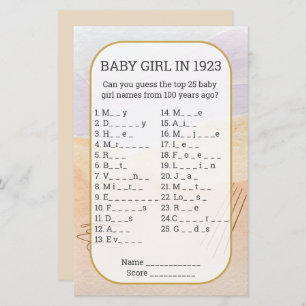 Papier Baby Girl Name Remplir dans le jeu de Baby shower 