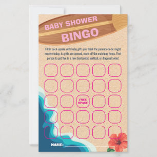 Papier Baby Girl On Board Baby shower Bingo Game Card