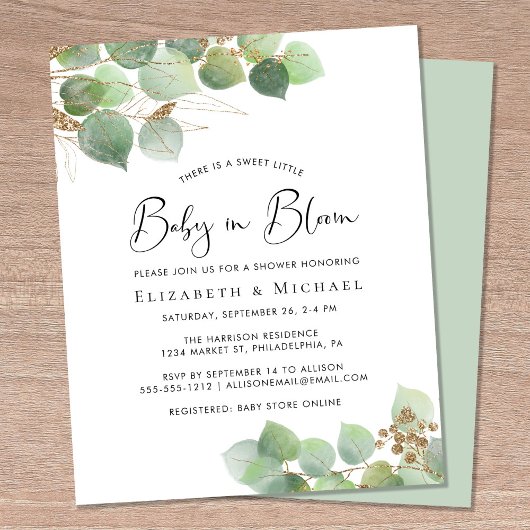 Papier Baby in Bloom Eucalyptus Couples Douche Invitation