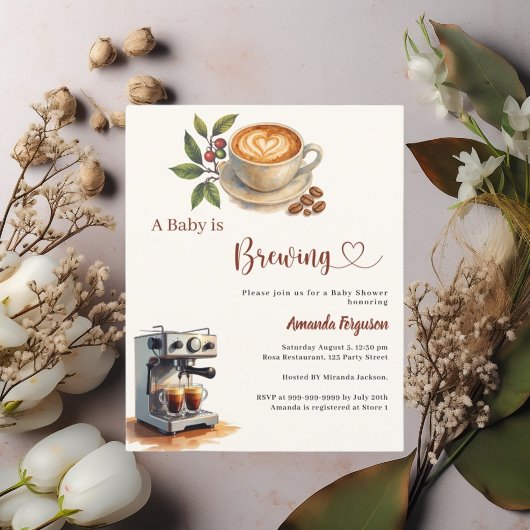 Papier Baby is Brewing coffee Baby Shower invitation
