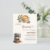 Papier Baby is Brewing coffee Baby Shower invitation (Debout devant)