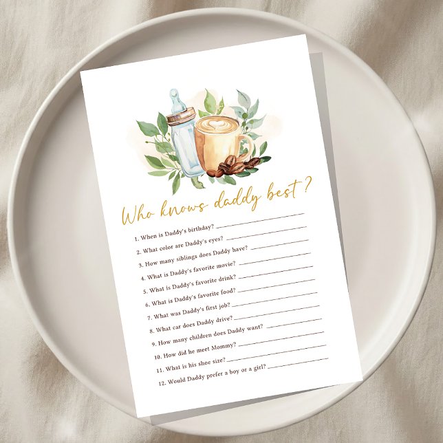 Papier Baby is Brewing Coffee Shower Who knows Daddy Game (Créateur téléchargé)