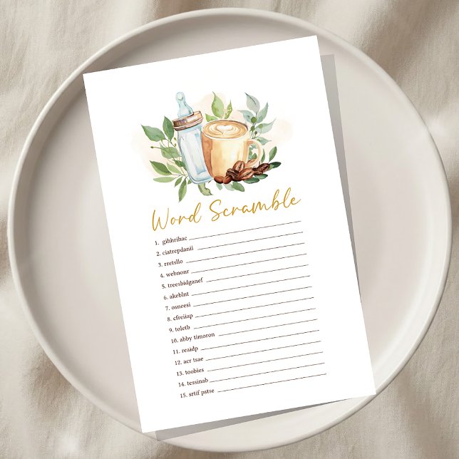 Papier Baby is Brewing Coffee Shower Word Scramble Game (Créateur téléchargé)