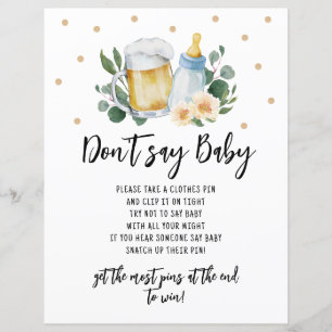 Papier Baby is Brewing Greenery Ne pas dire Baby sign Jeu