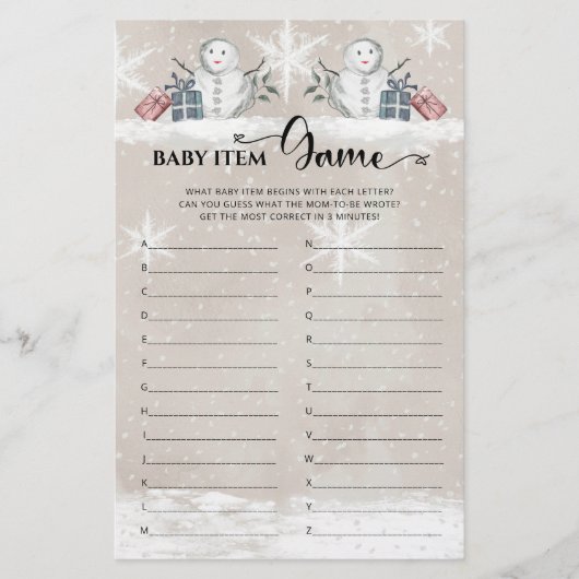 Papier Baby Item Jeu Baby shower Snowman (Devant)
