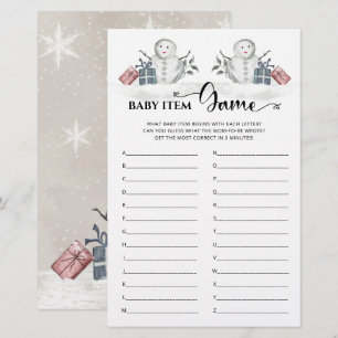 Papier Baby Item Jeu Baby shower Snowman