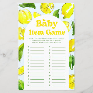 Papier Baby Item Jeu Citron Baby shower rétro