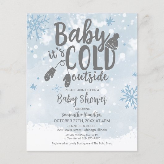 Papier Baby It's Cold Outside Baby shower Invitation (Devant)