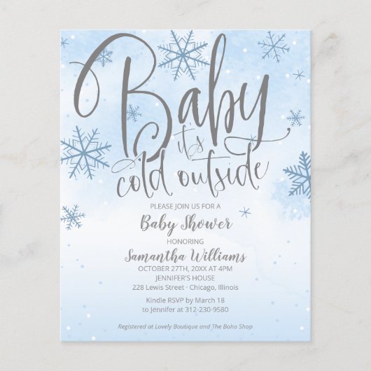 Papier Baby It's Cold Outside Baby shower Invitation (Devant)