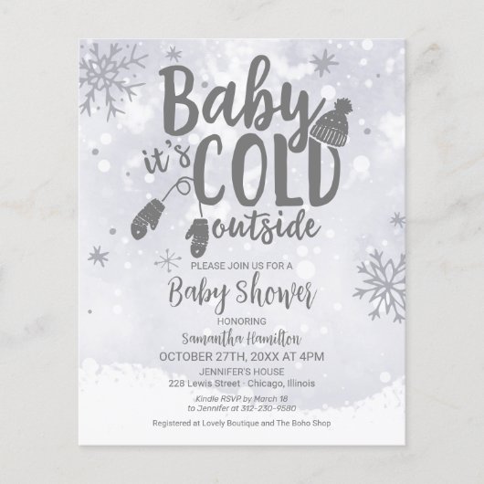 Papier Baby It's Cold Outside Baby shower Invitation (Devant)