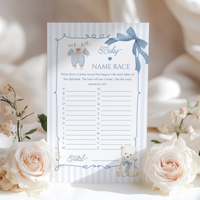 Papier Baby Name Race French Nursery Coquette Bow (Créateur téléchargé)