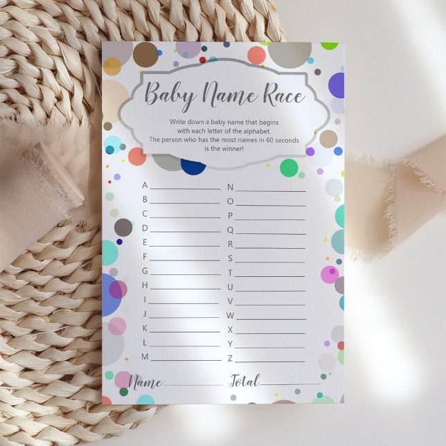 Papier "Baby Name Race" Genre Révéler Jeu de douche (Créateur téléchargé)