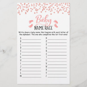 Papier Baby Name Race Jeu Baby shower partie