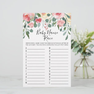 Papier Baby Name Race Jeu Baby shower partie