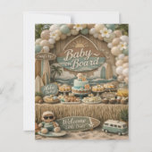 Papier Baby on Board retro beach Baby Shower invitation (Dos)