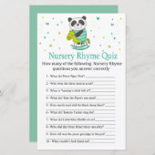 Papier Baby Panda Nursery Rhyme Quiz jeu de baby shower (Devant / Derrière)