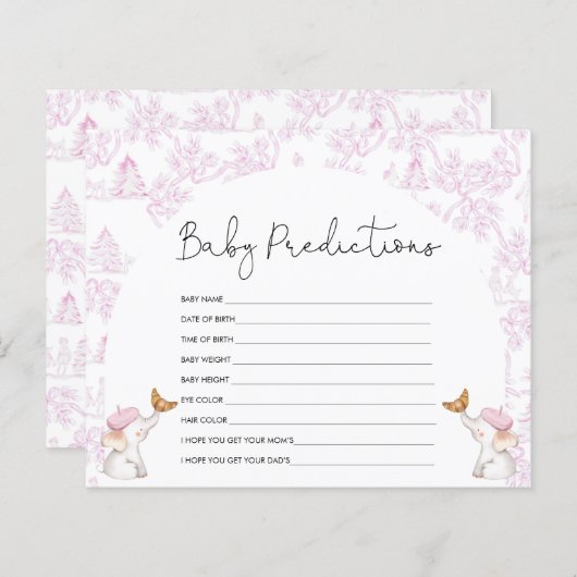 Papier Baby Predictions Baby shower Toile rose Jeu (Devant / Derrière)