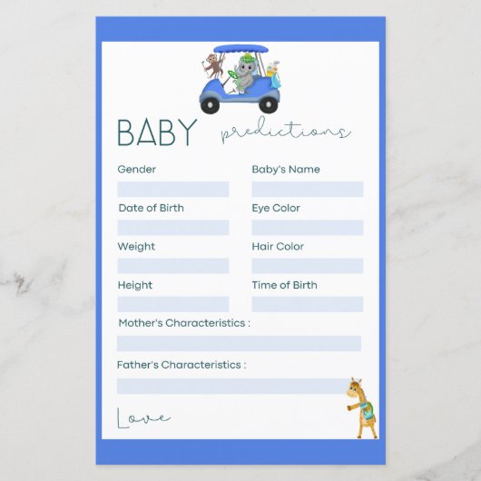 Papier Baby Predictions Elephant & Monkey Golf Douche (Devant)