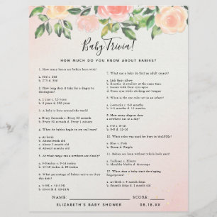 Papier Baby - Quiz   Jeu de Baby Shower