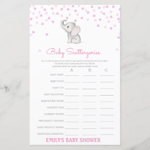 Papier Baby Scattergories Jeu de Baby Shower IMPRIMÉ