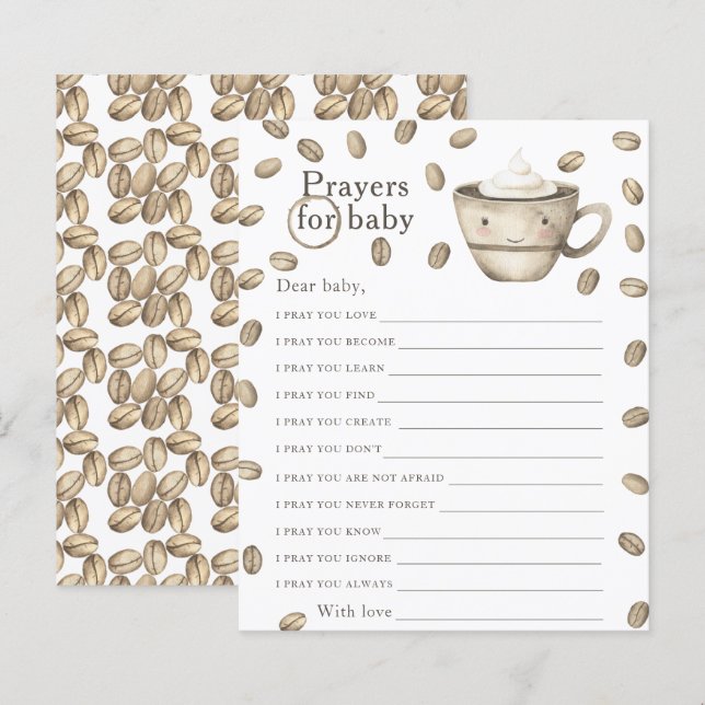 Papier Baby shower à thème café Prières pour bébé (Devant / Derrière)