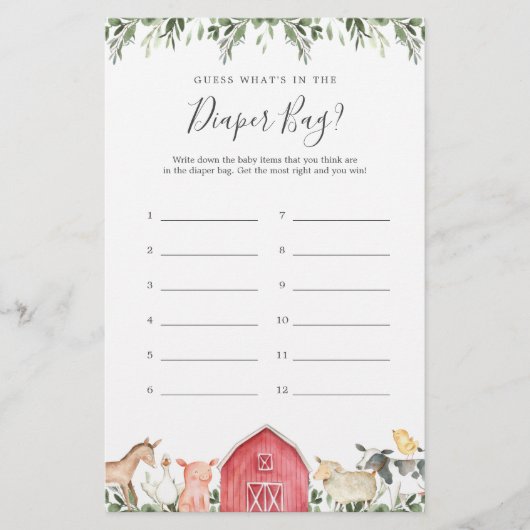 Papier Baby shower agricole Devinez ce qu'il y a dans le  (Devant)