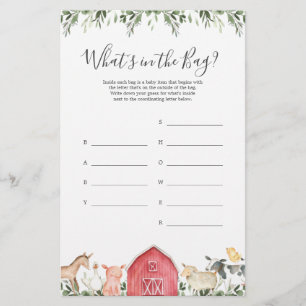 Papier Baby shower agricole Devinez ce qu'il y a dans le
