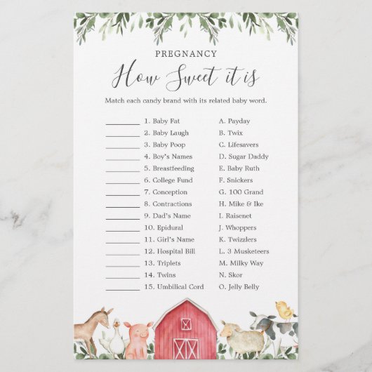 Papier Baby shower Agricole Grossesse Comme Il Est Doux J (Devant)