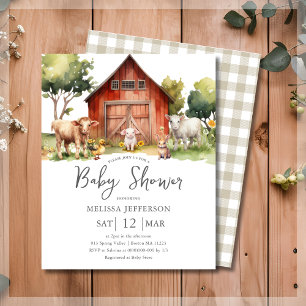 Papier Baby shower animal agricole mignon Invitation budg