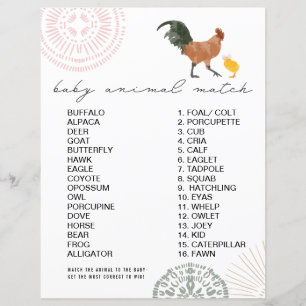 Papier Baby shower animal de poule de fille match jeu