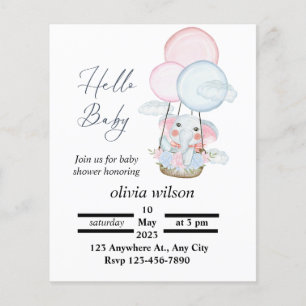 Papier Baby shower animal minimal blanc Invitation libre