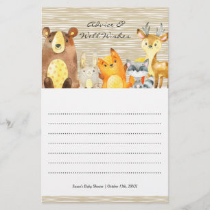 Papier Baby shower animal Woodland Conseils et souhaits