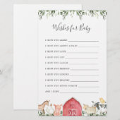 Papier Baby shower Animaux De Ferme Voeux Pour Bébé (Devant / Derrière)