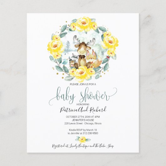 Papier Baby Shower Animaux de la Forêt Économique (Devant)