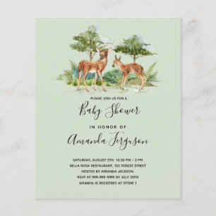 Papier Baby shower animaux des bois invitation budgétaire