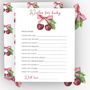 Papier Baby shower aquarelle cerises - vœux pour bébé