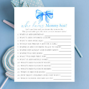 Papier Baby shower arc bleu Qui connaît maman meilleur je