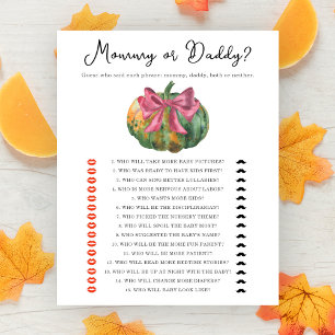 Papier baby shower arc citrouille maman ou papa jeu