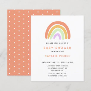 Papier Baby shower arc-en-ciel budget mignon simple Pêche