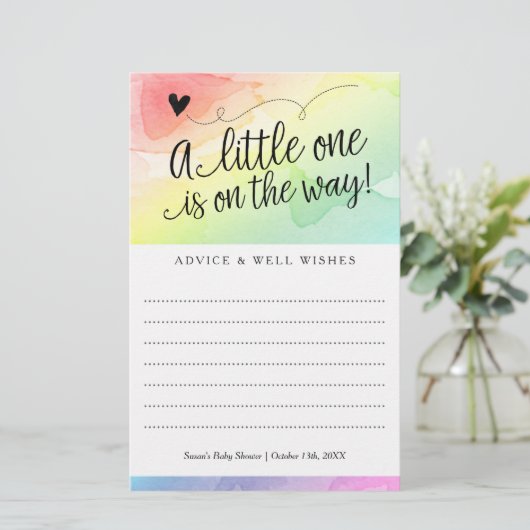 Papier Baby shower Arc-en-ciel, Conseils neutres pour les (Debout devant)