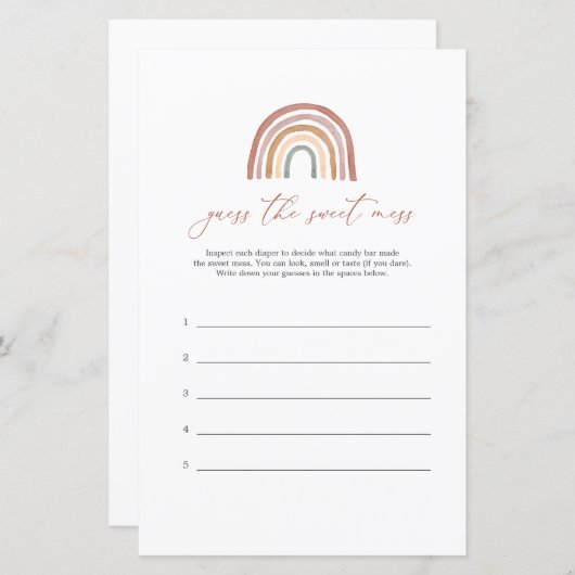 Papier Baby shower Arc En Ciel Devinez Le Bébé Sweet Mess (Devant / Derrière)