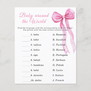 Papier Baby shower arc rose - Baby autour du monde jeu