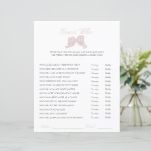 Papier Baby shower arc rose deviner qui jeu